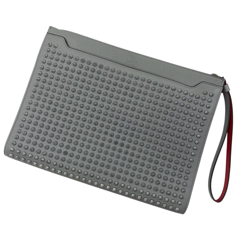 Christian Louboutin Spike Stud Clutch Bag Gray